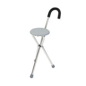 PR-106 BASTON DIN ALUMINIU CU SCAUN, AJUSTABIL, ARGINTIU
